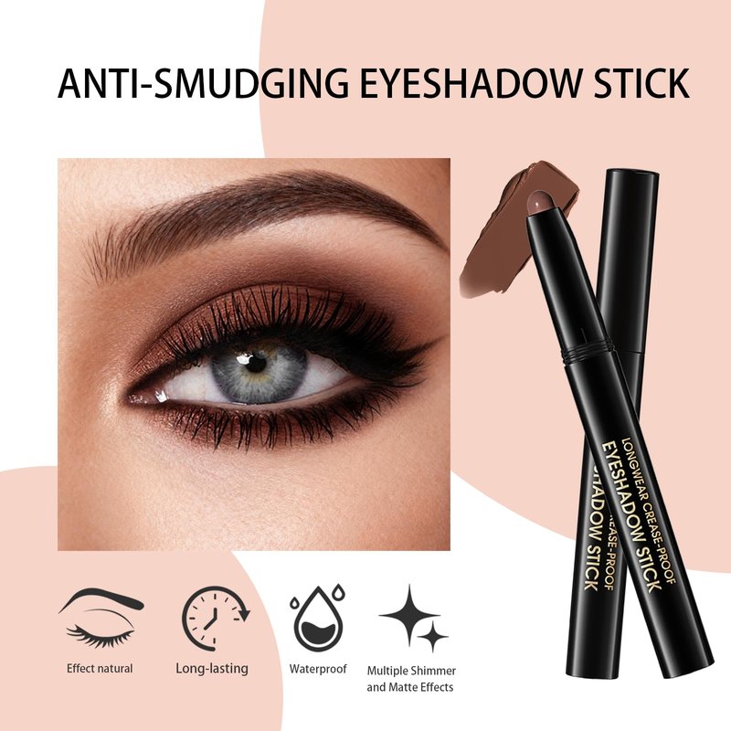 Euphily Matte Cream Eyeshadow Stick, Waterproof Eye Shadow Stick, Long-Lasting and Blendable High Pigmented Single Eyeliner Makeup for Women, 2 Pecan