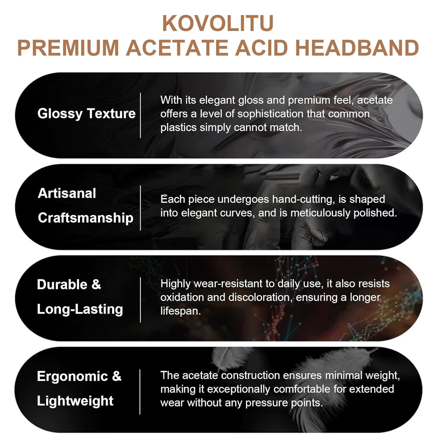 Tortoise Headbands for Eyewear - Flexible No Pressure Thin Acetate Hairband | Fashion Accessories for Women & Girls