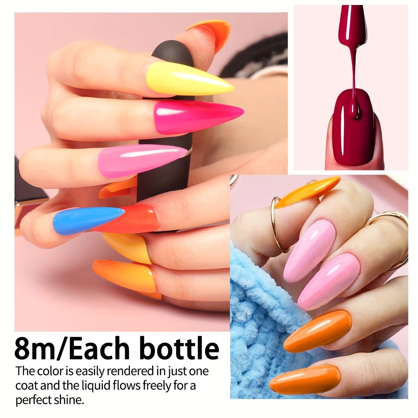 finger secret Gel Nail Polish 6 Color Kits Long Lasting Shine Gel Polish Wide Color Range Nail polish Set Professional Manicure Kit Salon DIY for Nail Art Beginners (40 Color Gel)