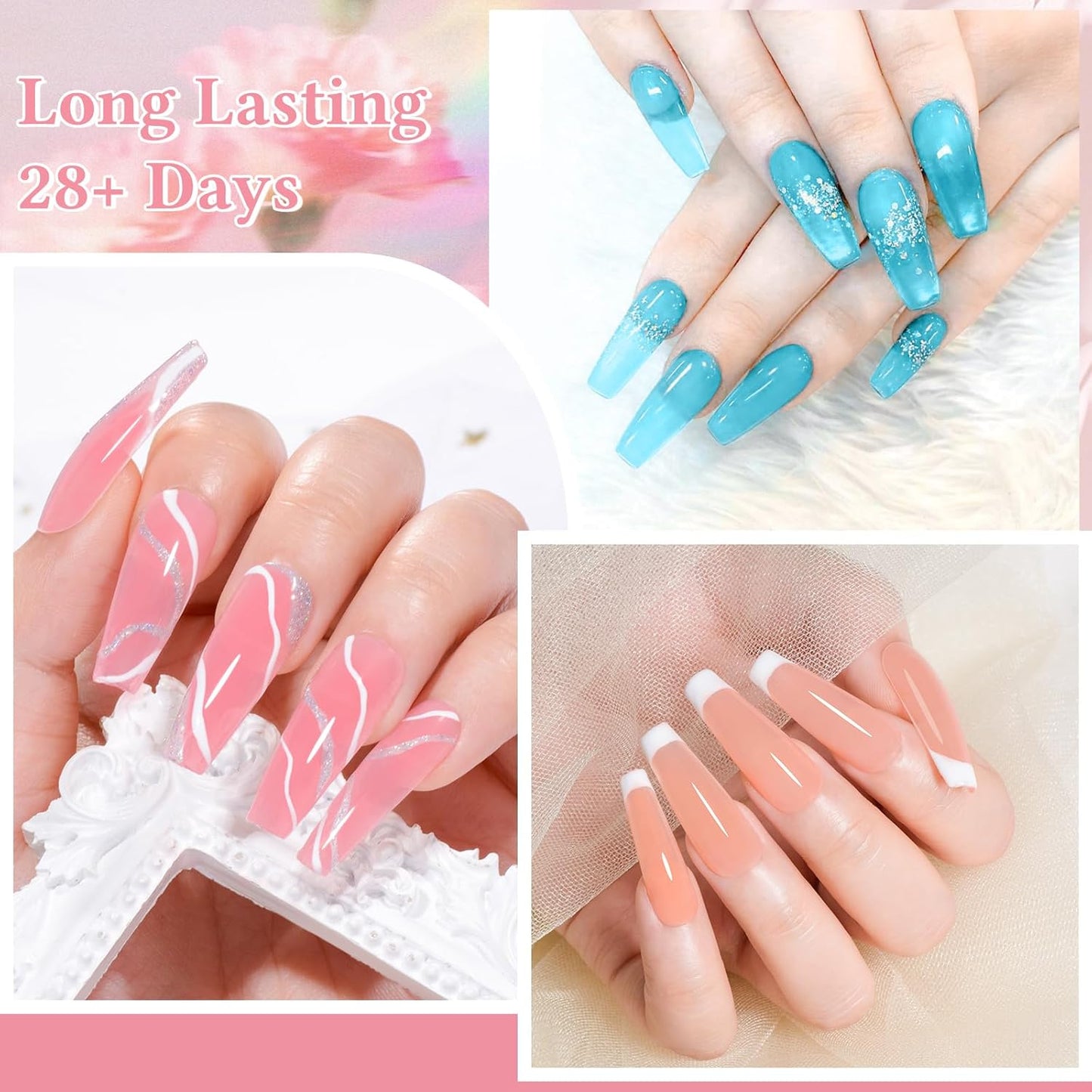 Jelly Gel Nail Polish Set - 30 Pastel Colors for French Nail Art | Semi-Transparent Sheer Effect