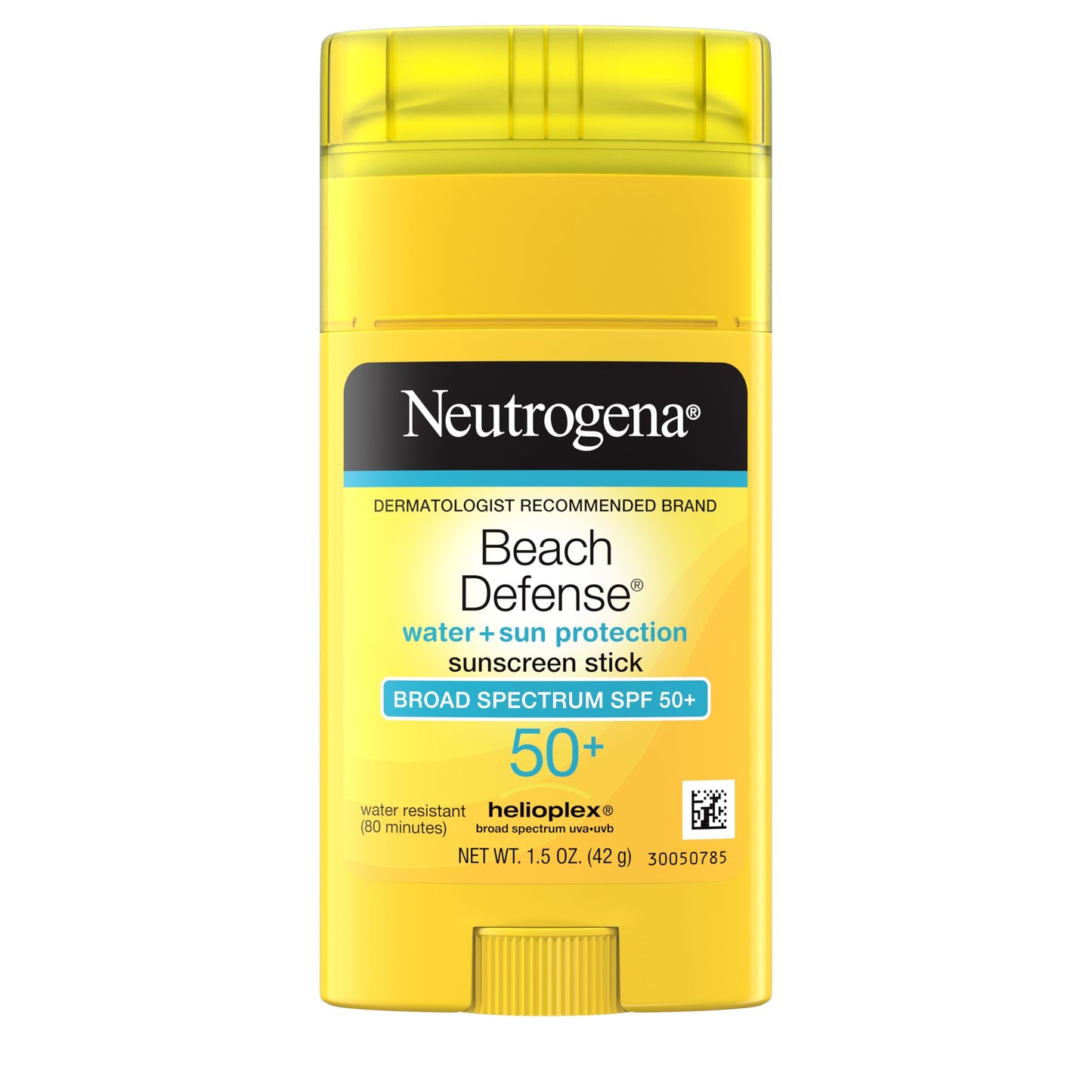Neutrogena Beach Defense Sunscreen Stick SPF 50 Broad Spectrum UVA UVB Protection Lightweight Water Resistant up to 80 Minutes Oil-Free No-Mess Beach-Strength Sun Protection for Whole Family, 1.5 oz
