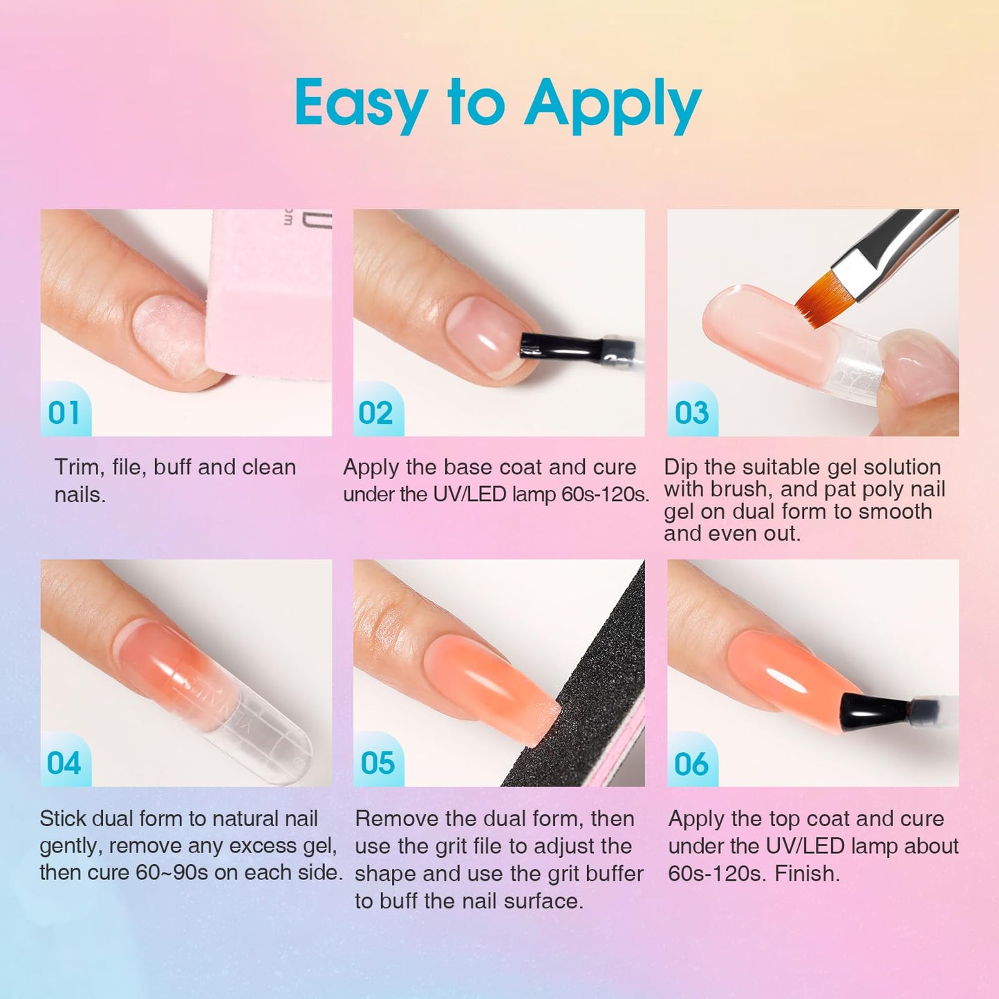 ROSALIND 20 Colors Poly Nail Gel Kit with Mini Nail Lamp Glitter Christmas Poly Nail Gel Kit Collection with Tools Clear All Seasons Classic Colors Halloween Starter Kit