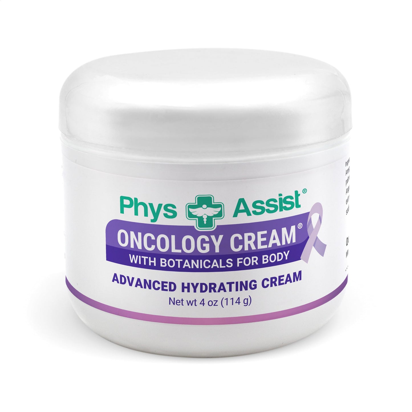 PhysAssist - Oncology Body Cream with Botanicals, 4 oz. Soothing and Hydrating to Stressed Skin. Made with Oils of Lavender, Calendula, and Peppermint. Non-Irritant, Clinically Tested.