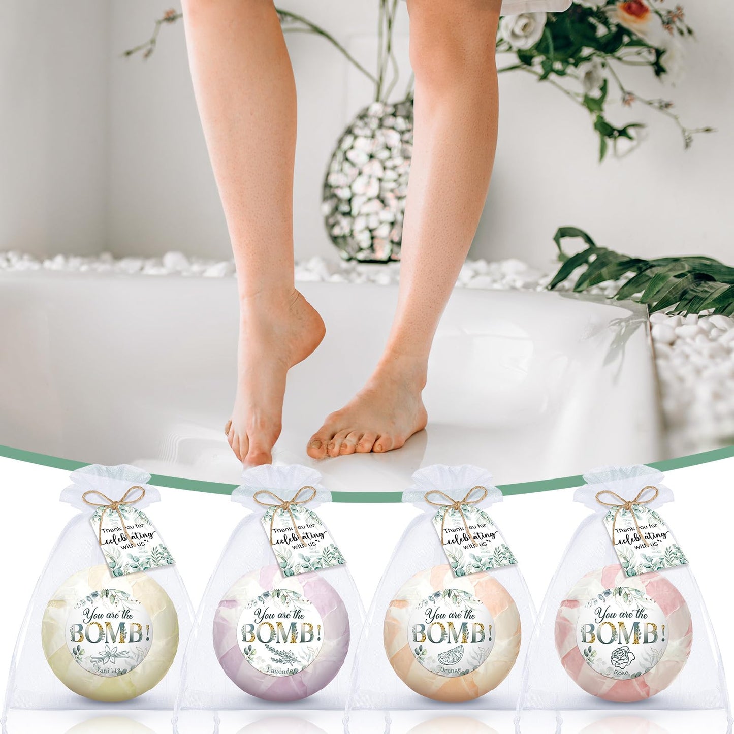 Dansib 50 Packs Wedding Party Favors Bulk Eucalyptus Bath Bombs Spa Gifts Shower Steamers Individually Bridal Shower Favor Gifts Bachelorette Favors Prizes for Guests Women Men
