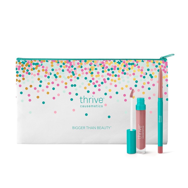 Perfect Pink Pout Lip Gloss & Liner Set - Vegan Lip-Plumping Gloss & Long-Wear Liner | Pink Mauve