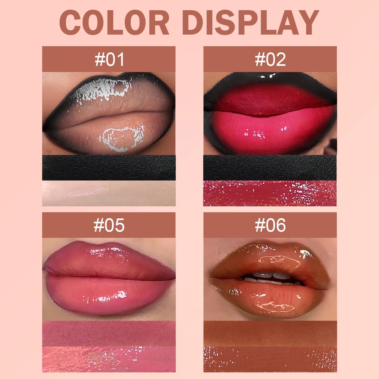 Jutqut Lip Liner & Gloss Lipstick Combo - 2 in 1 Dual-Ended Lip Combo Set, Nude Brown Velvet Matte Lip Liner & Buildable Light Brown Glowy Lip Gloss Kit for Women, Long Wear Shiny Plumping Finish, 06