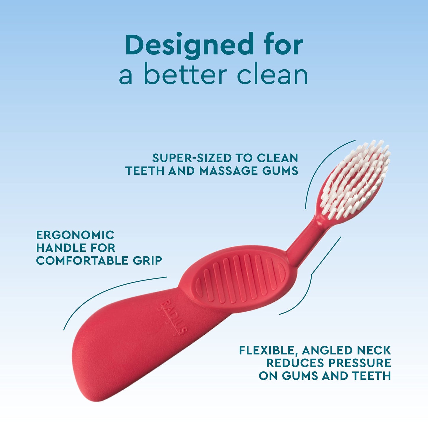 RADIUS Toothbrush Flex Brush BPA Free & ADA Accepted Designed to Improve Gum Health & Reduce Gum Issues - Right Hand - Purple/Watermelon/Mint - Pack of 3