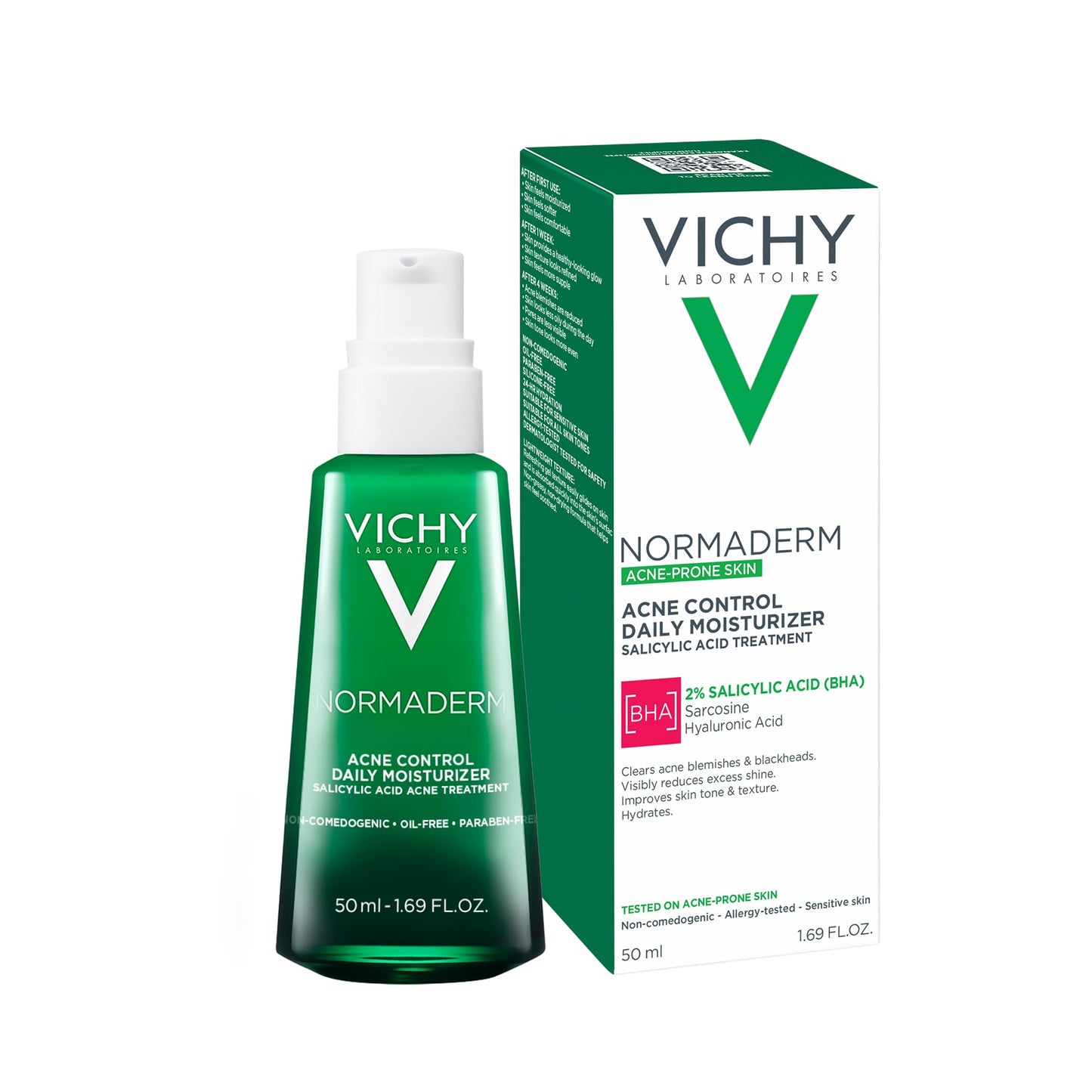 VICHY Normaderm Acne Control Daily Moisturizer with Salicylic Acid, 1.69oz