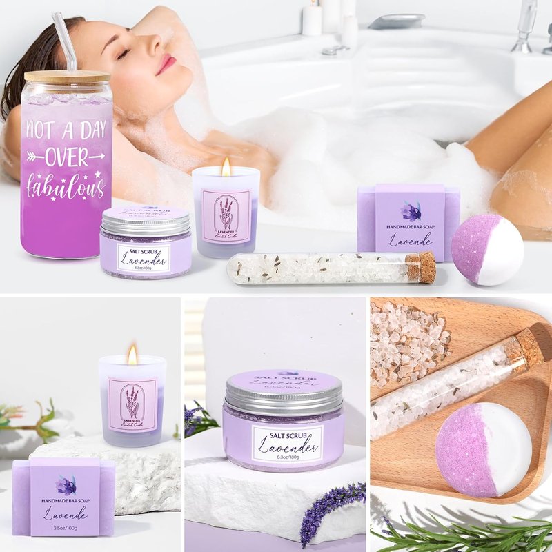 Spa Gift Baskets for Women - Lavender Relaxation Kit | Perfect Birthday & Self-Care Gift for Mom, Wife, Sister, Friends