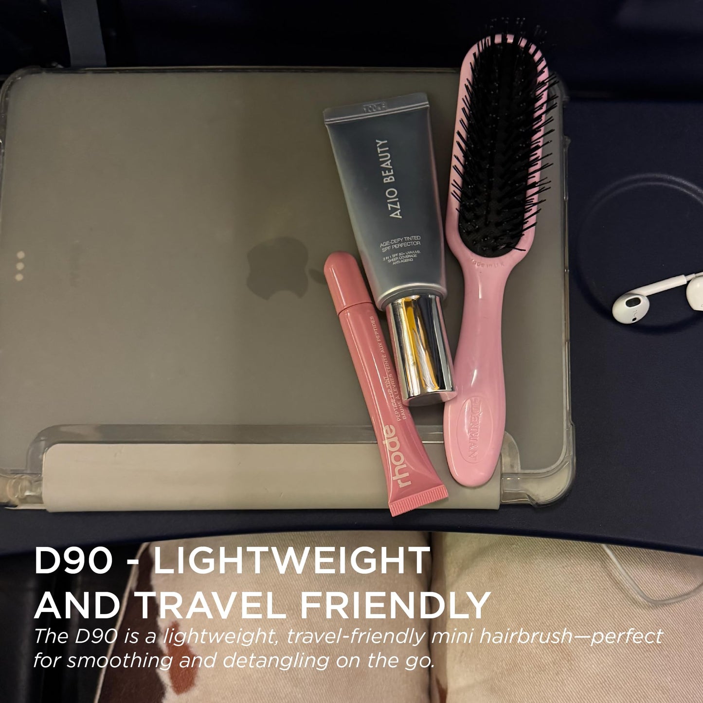 Denman Mini Deatngling Hairbrush for Short Hair - Gentle Wet & Dry Knot Remover for Kids and Adults, D90 Pink Crush