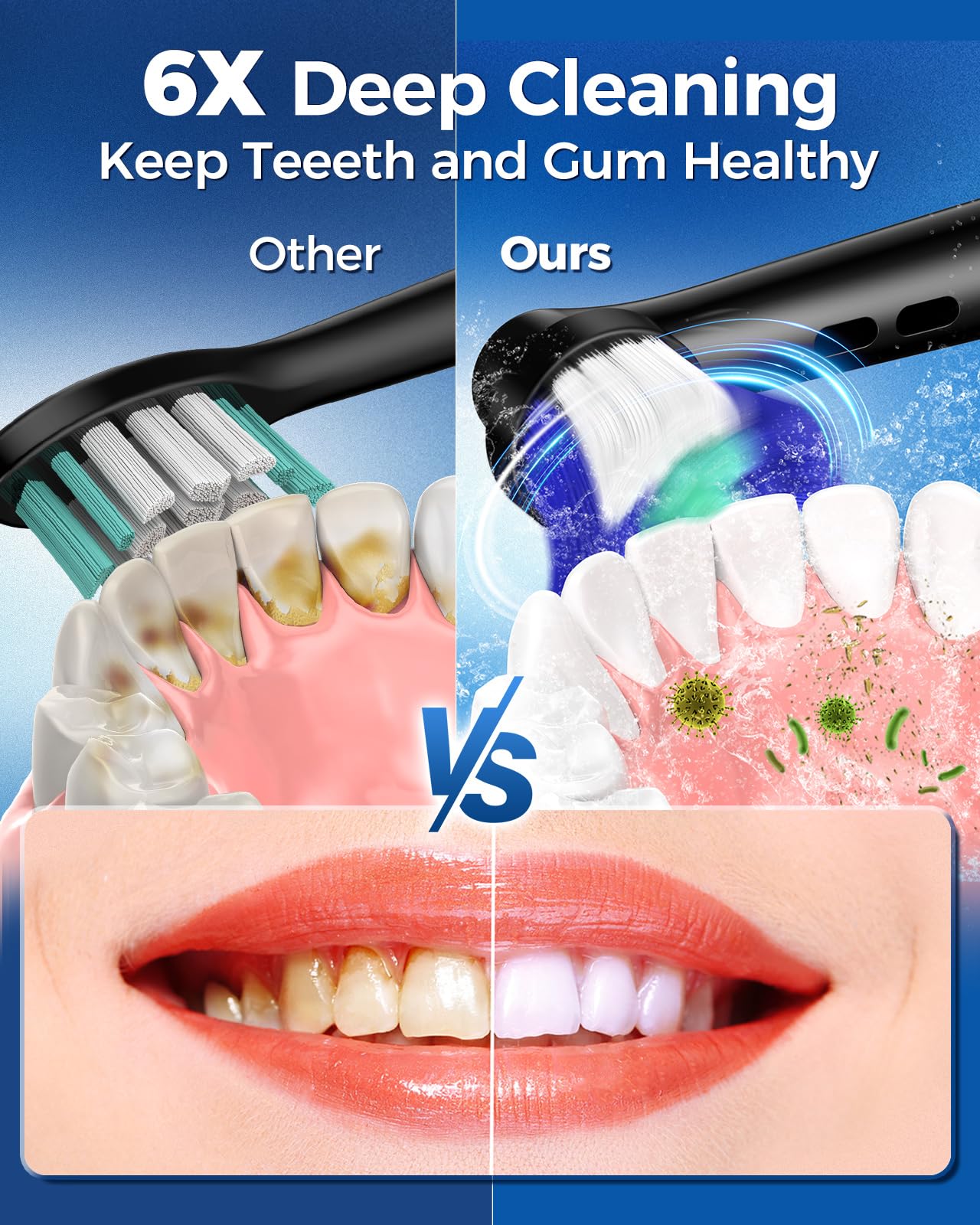 TEETHEORY Rotating Electric Toothbrush for Adults with 8 Brush Heads (2 Types), 4 Modes Deep Clean Electric Toothbrush with Rechargeable Power and 2 Min Smart Timer Black