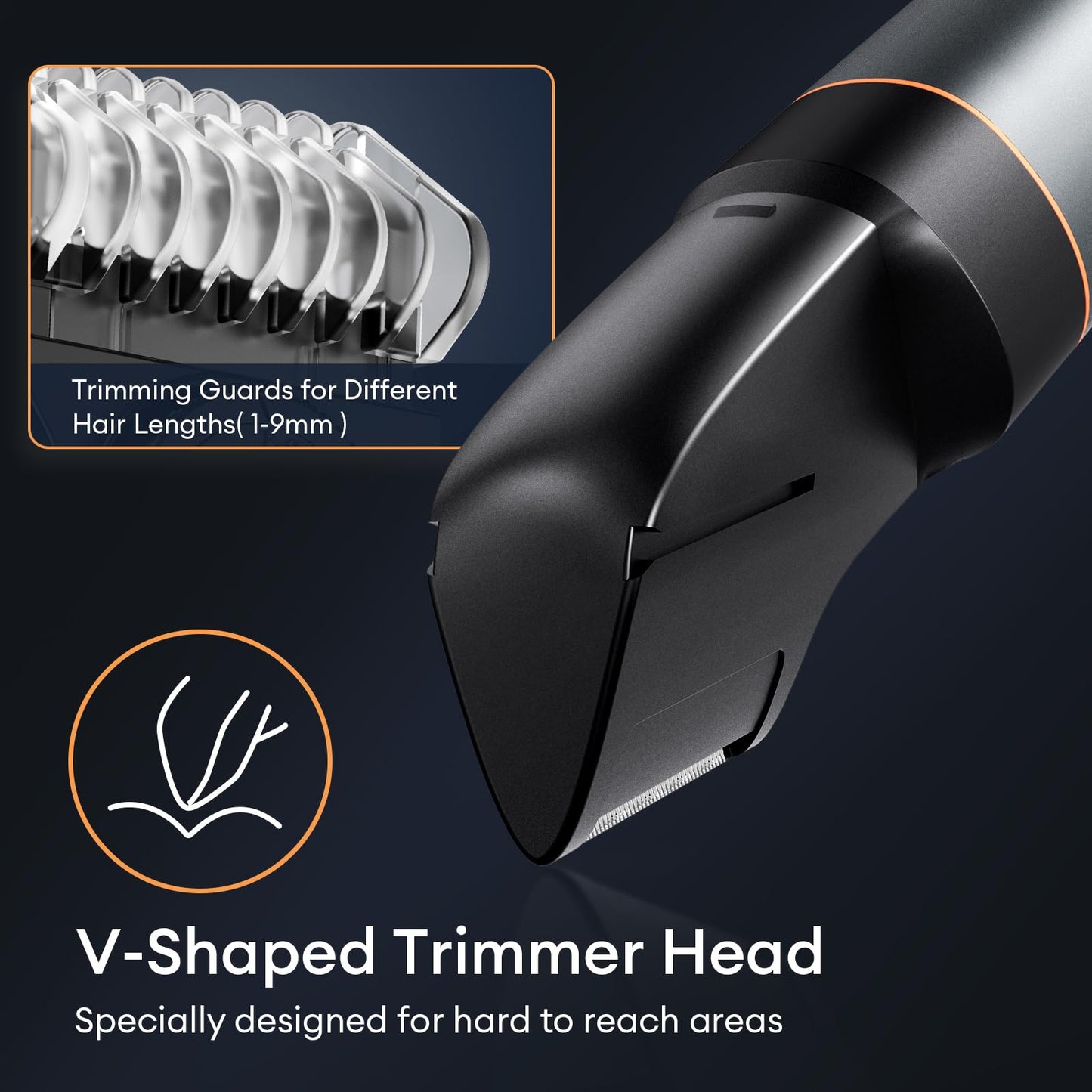 kensen Body Hair Trimmer for Men - Manscape 3-in-1 Beard Trimmer for Men, Christmas Gift Men's Groin & Pubic Hair Trimmer IPX6 Waterproof Electric Razor for Mens Hair Clippers for Mens Shaver (Gray)