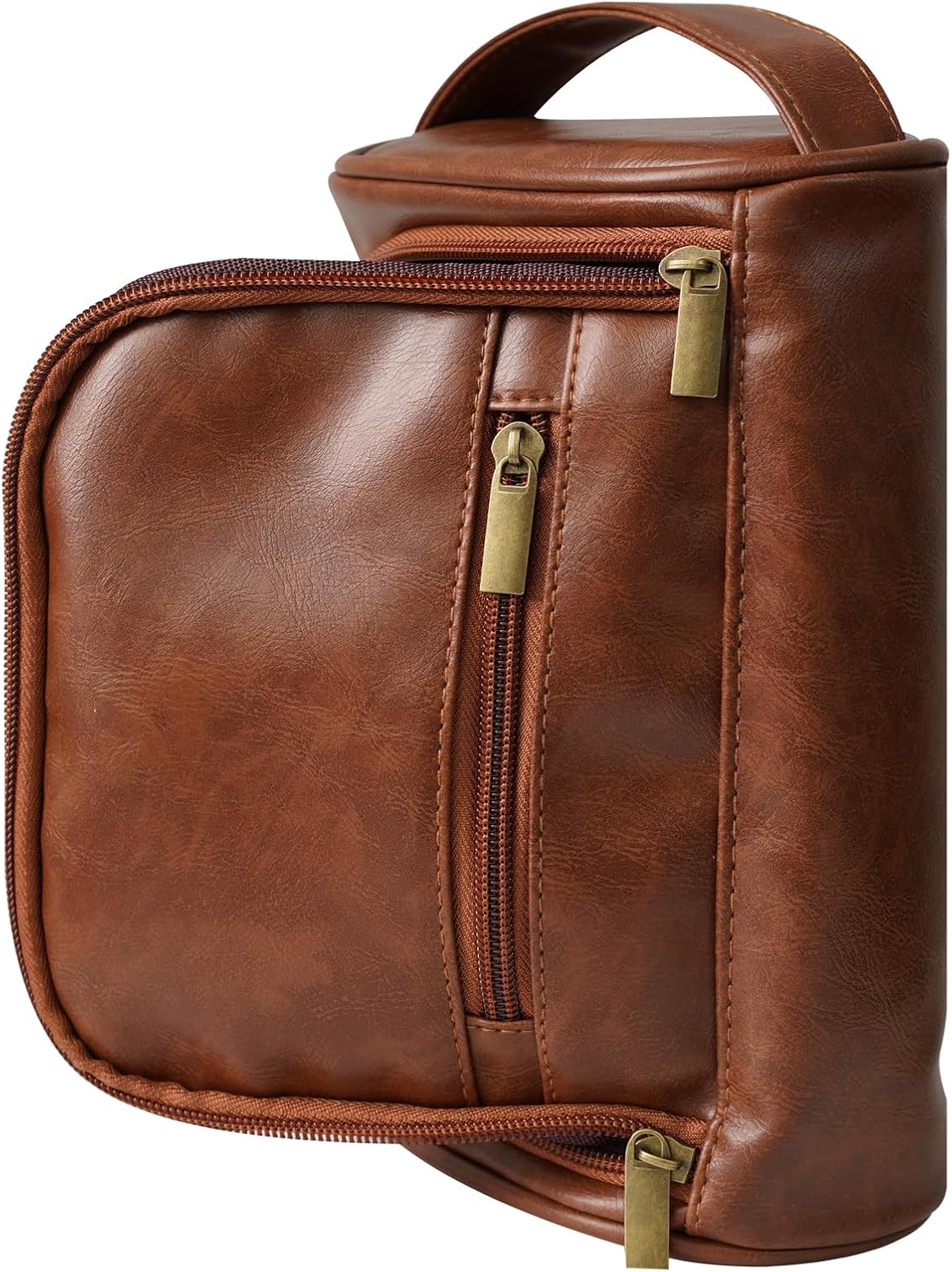 Travel Toiletries Bag for Men - Water-Resistant Dopp Kit | PU Leather Shaving Pouch Organizer, Multi-Compartment Design