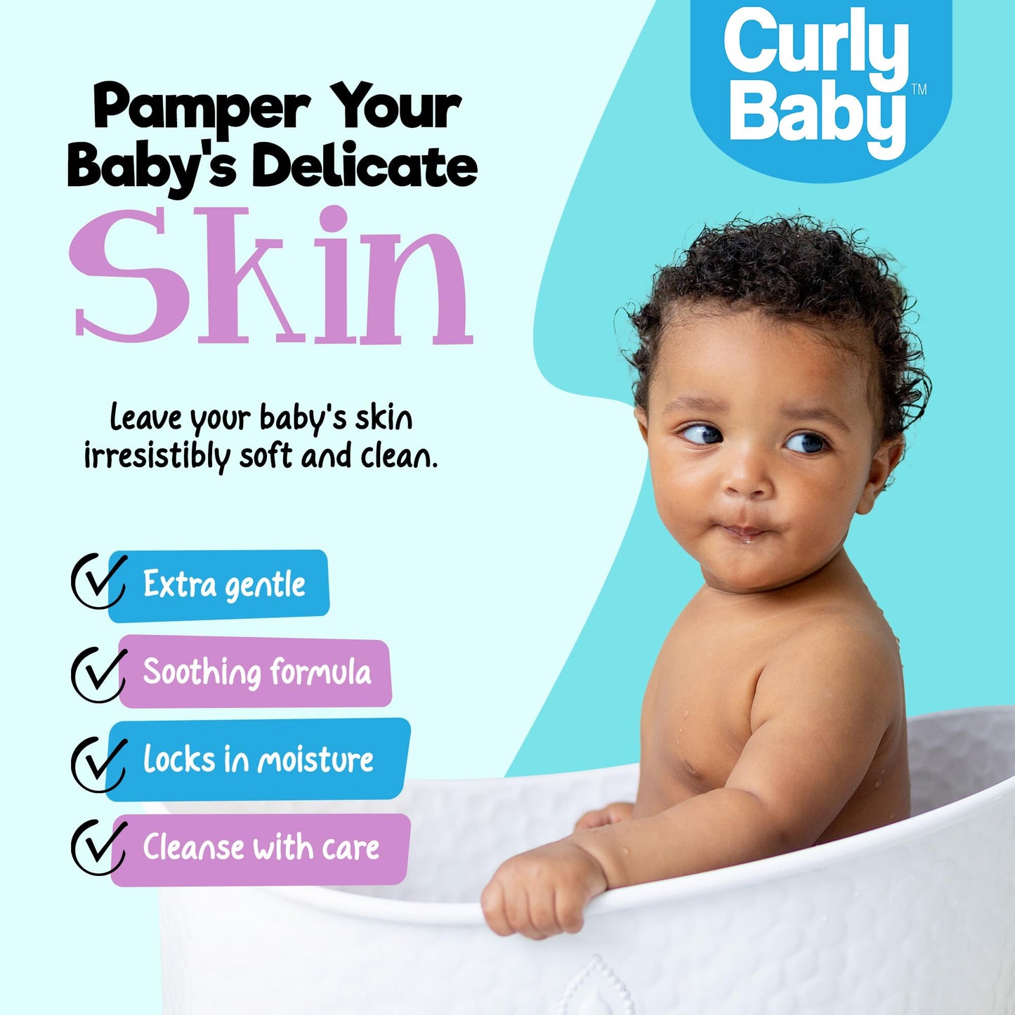 CurlyBaby Body Wash, Gentle Moisturizing Baby Wash, 16 oz