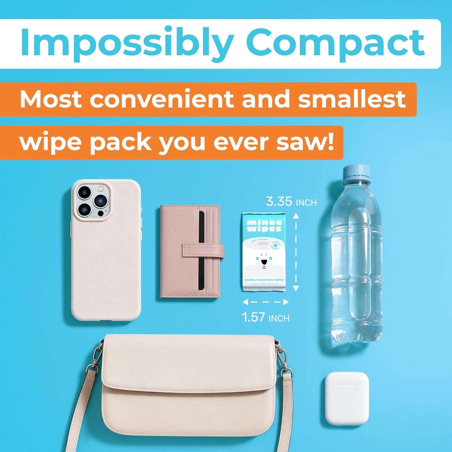Travel Flushable Wipes - 99.5% Water & Aloe - Hypoallergenic & Unscented - 8 Pack of 48 Wipes for Adults & Kids