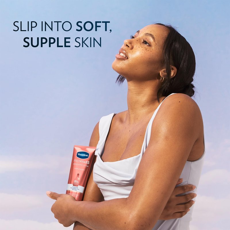 Vaseline Lotion, Pro VitaB3 Serum-Boost, Luminous Glow + Supple & Soft Variety 4-Pack – Weightless Hydration with Niacinamide and Hyaluronic Acid, 7.5 Oz Ea