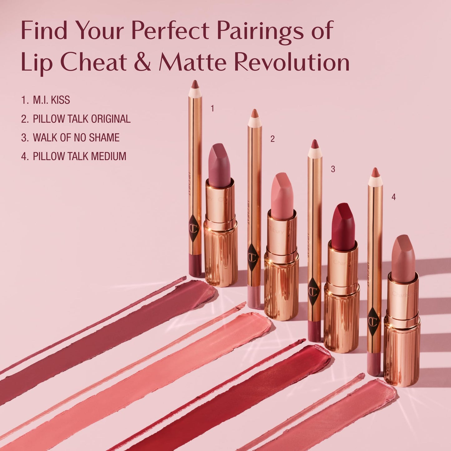 Charlotte Tilbury Holiday Kit - Pillow Talk Matte Revolution Lipstick + Lip Cheat Liner + Lip Lustre Gloss & Icon Baby Duo - Iconic Nude-Pink Shades for a Gorgeous, Glossy Pout, All Season Long
