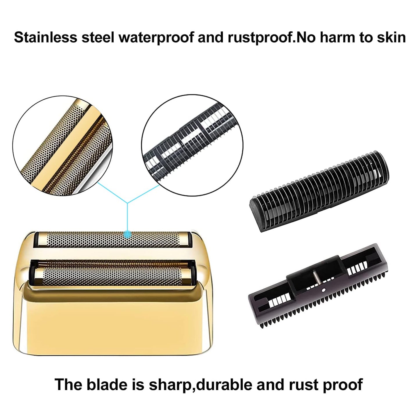 4 Pcs Replacement Foil and Cutters Compatible with BaBylissPRO Double Foil Shaver, Replacement Foil Compatible with FXFS2 Shaver (Gold)