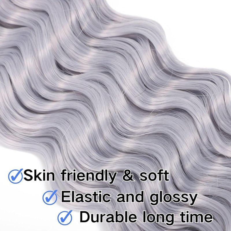 Xddnamei Curly Grey Deep Wave Bulk Human Hair for Braiding 2 Bundles Total 100g 24 Inch Grey No Weft Braiding Hair Brazilian Virgin Deep Wave Human Hair Extensions for Boho Braids