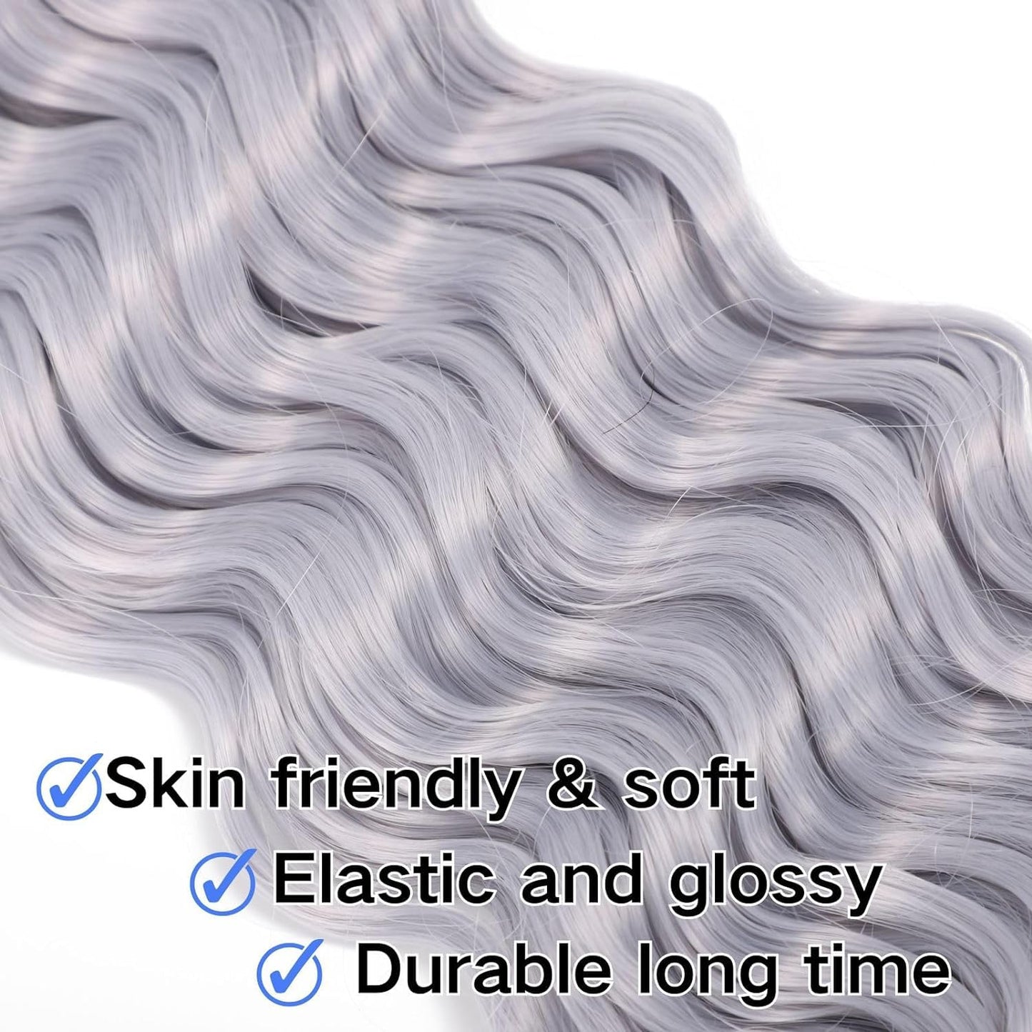 Xddnamei Curly Grey Deep Wave Bulk Human Hair for Braiding 2 Bundles Total 100g 24 Inch Grey No Weft Braiding Hair Brazilian Virgin Deep Wave Human Hair Extensions for Boho Braids