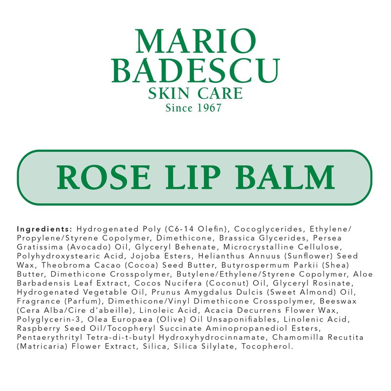 Mario Badescu Moisturizing Rose Lip Balm for Dry Cracked Lips, Infused with Coconut Oil and Shea Butter, Ultra-Nourishing Lip Care Moisturizer for Soft, Smooth and Supple Lips, 0.35 Oz