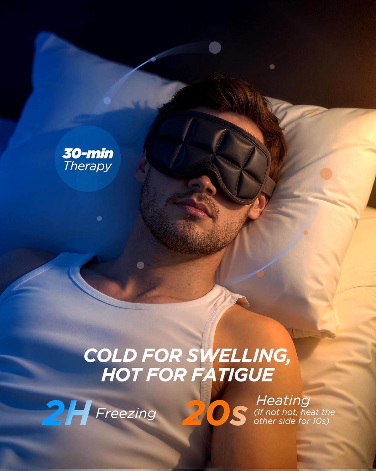 3D Cooling Sleep Mask - Double Coldfocus Gel for Hot & Cold Therapy | Blackout Eye Mask for Travel, Migraine Relief, 2 Packs