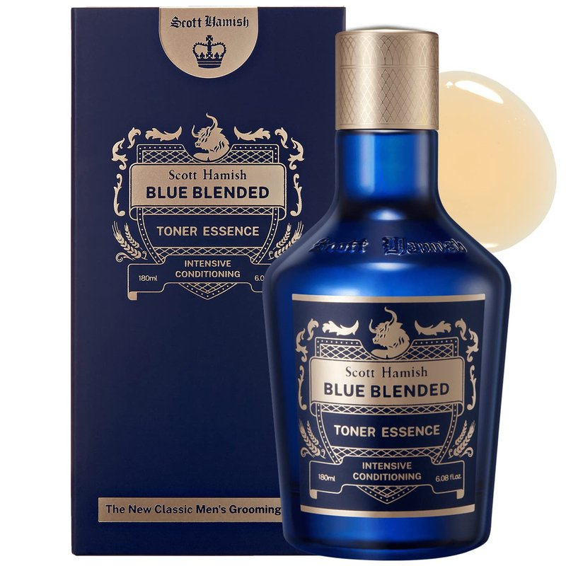 Scott Hamish Blue Blended Toner Essence - Men Facial Toner Essence with Hyaluronic Acid & Amino Acid - Hydrating Toner Restore Vitality – All in One Face & Aftershave, 6.09 fl.oz.