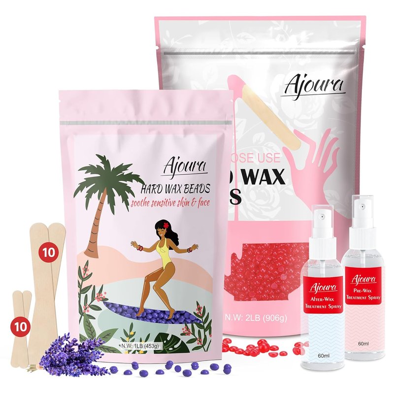 Ajoura Rose & Lavender Hard Wax Beads - 2 lb Rose + 1 lb Lavender | Sensitive Skin Hair Removal, Coarse Hair, Brazilian Bikini