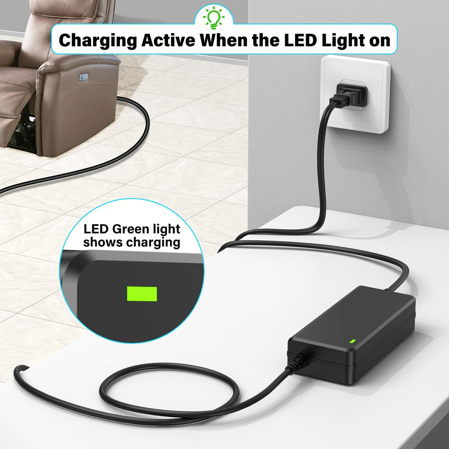 29.4V Recliner Charger Compatible with rbd RT24-296005 RT24296005 Recliner