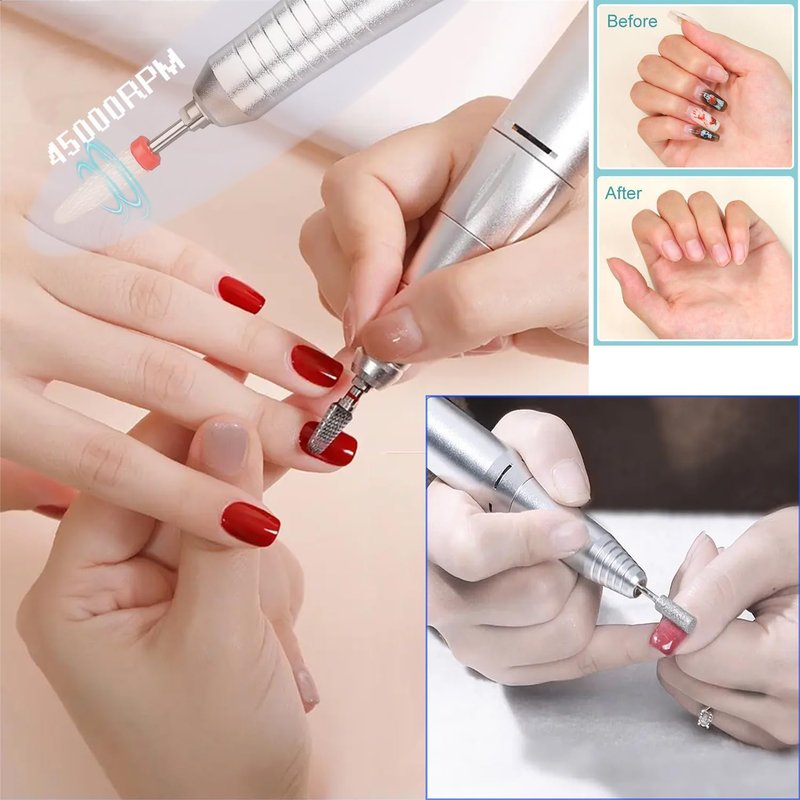 Electric Nail Drill Machine - 45000RPM Rechargeable Portable File with Smart LCD Screen for Gel Manicure & Pedicure | DIY Kit