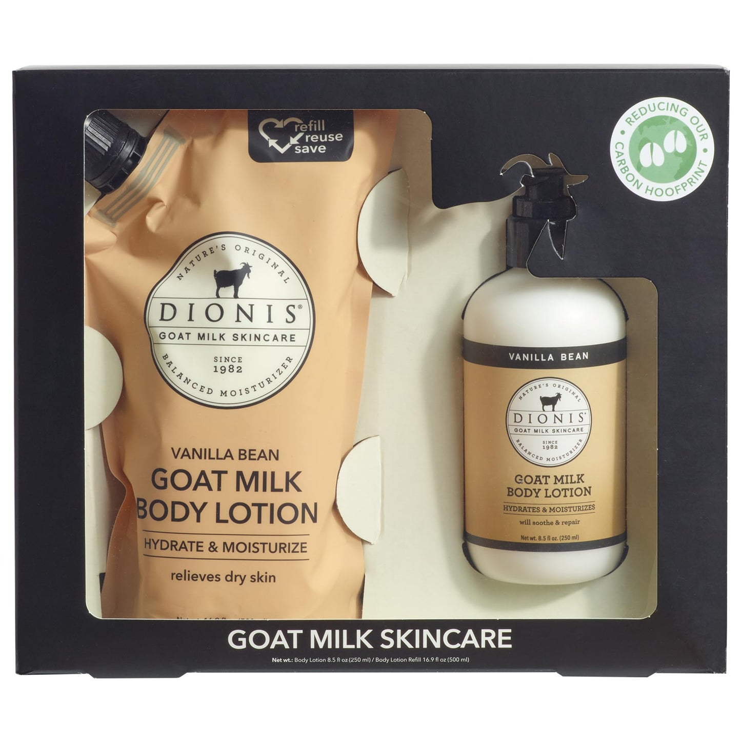 Dionis Goat Milk Vanilla Bean Body Lotion & Refill Pouch 2-Piece Gift Set