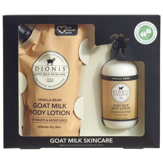 Dionis Goat Milk Vanilla Bean Body Lotion & Refill Pouch 2-Piece Gift Set