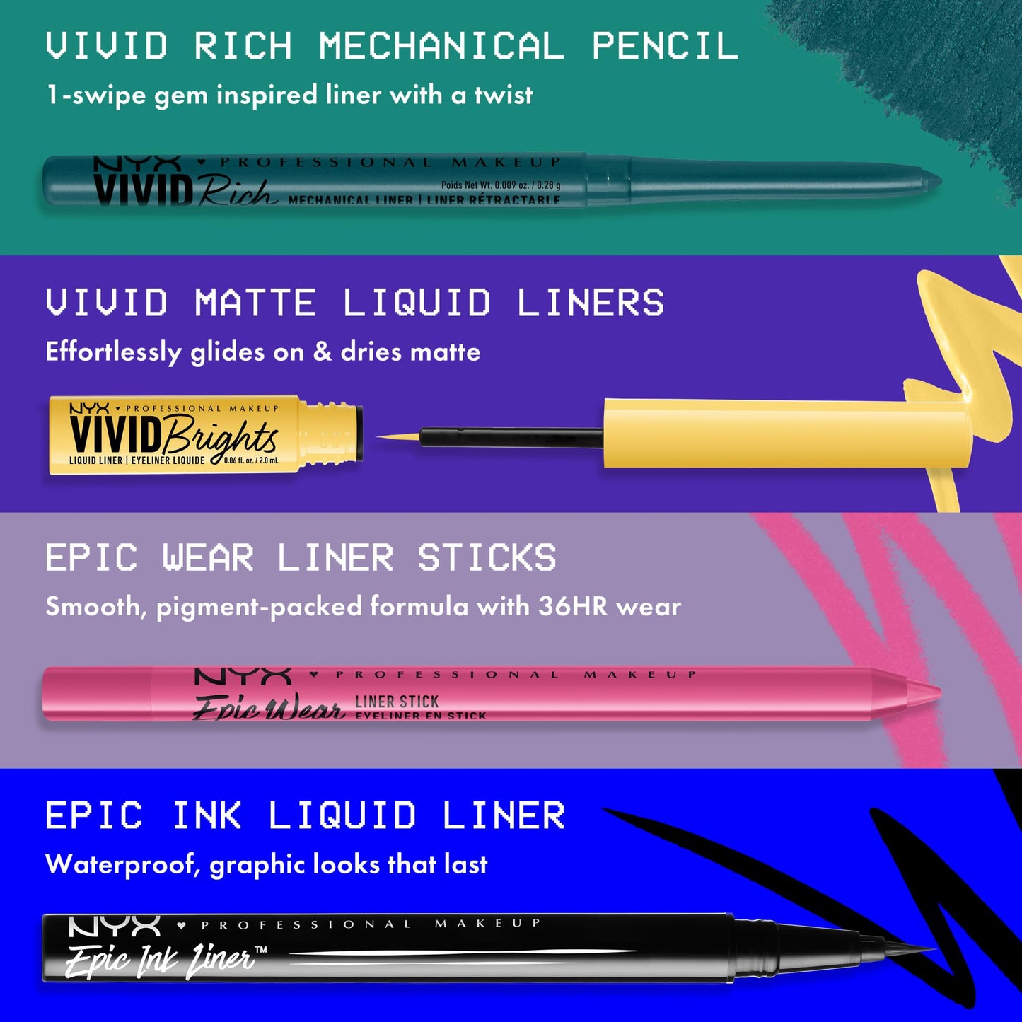 NYX PROFESSIONAL MAKEUP Mechanical Eye Pencil, Vivid Rich Mechanical, Creamy Retractable Eyeliner