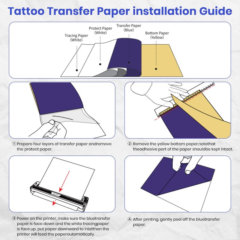 Tattoo Stencil Printer Machine for Tattoo Artists&Beginners,Newly Upgraded,with 3pcs Tattoo Transfer Paper,Compatible with Phone/Pc&Pad,Portable Thermal Inkless Bluetooth Wireless Printer