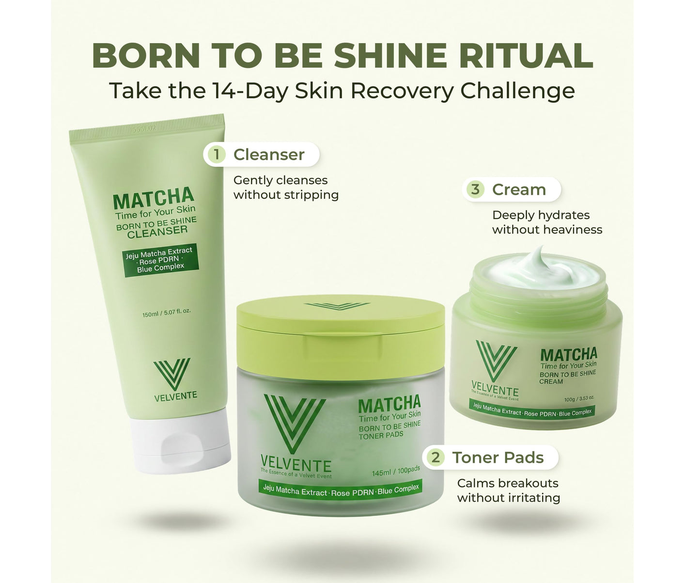 VELVENTE Matcha PDRN Korean Cleanser & Face Wash, Acne-Prone Sensitive Skin