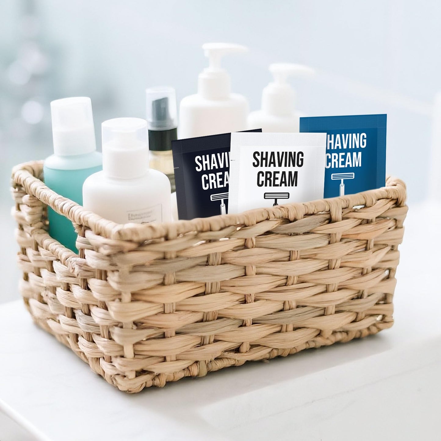 Shaving Cream Bulk Travel 8ml/0.28fl oz,Disposable Shaving Cream in Bulk Travel Shave Cream for Hotel Homeless （Jasmine, white tea and Unscented,pack of 300)