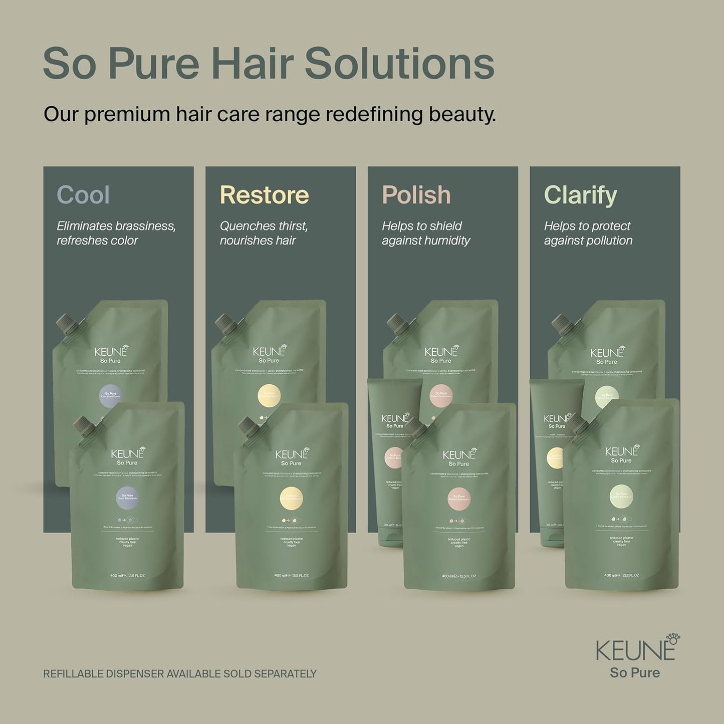 Keune So Pure Clarify Shampoo Refill - Deep Cleansing Detox Formula | 13.5 Fl Oz