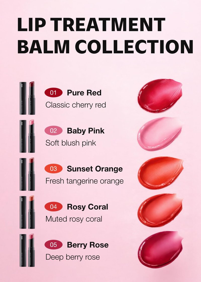 ISOI Bulgarian Rose Lip Treatment Balm (Pure Red) – Hydrating & Tinted Lip Balm for Dry Lips, Korean Skincare (0.18 oz, 5g)