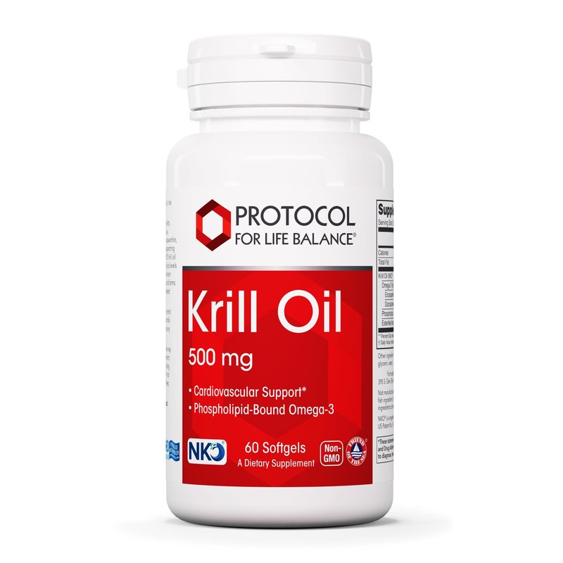 PROTOCOL FOR LIFE BALANCE Krill Oil 500mg - Krill Oil Supplement - DHA & EPA - with Astaxanthin - Supports Heart, Brain, Joints* - Non-GMO & Halal - 60 Softgels