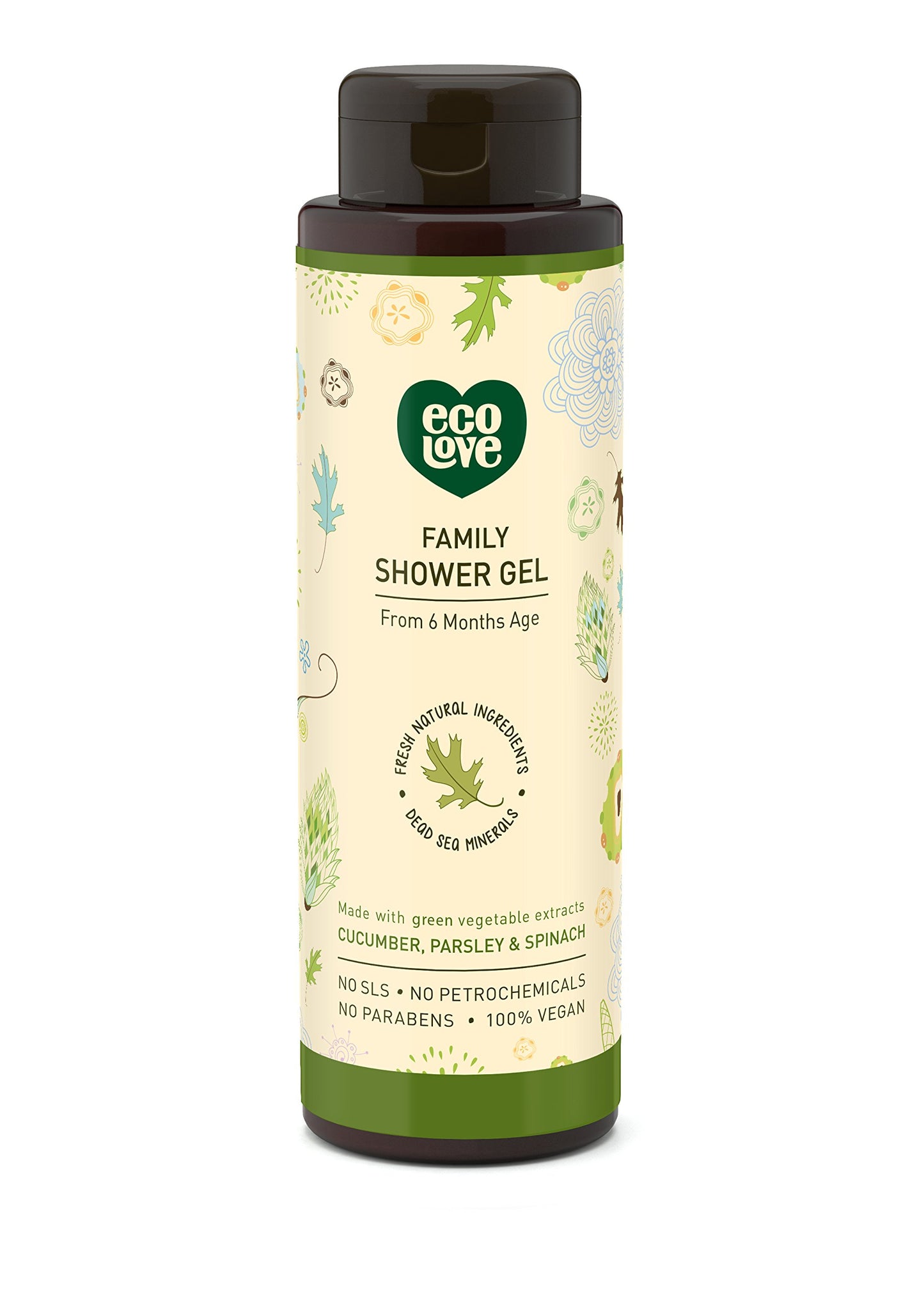 ecoLove - Natural Shampoo, Conditioner & Moisturizing Body Wash - With Organic Cucumber Extract - No SLS or Parabens - Safe for Kids 6 Months and Older - Vegan and Cruelty-Free
