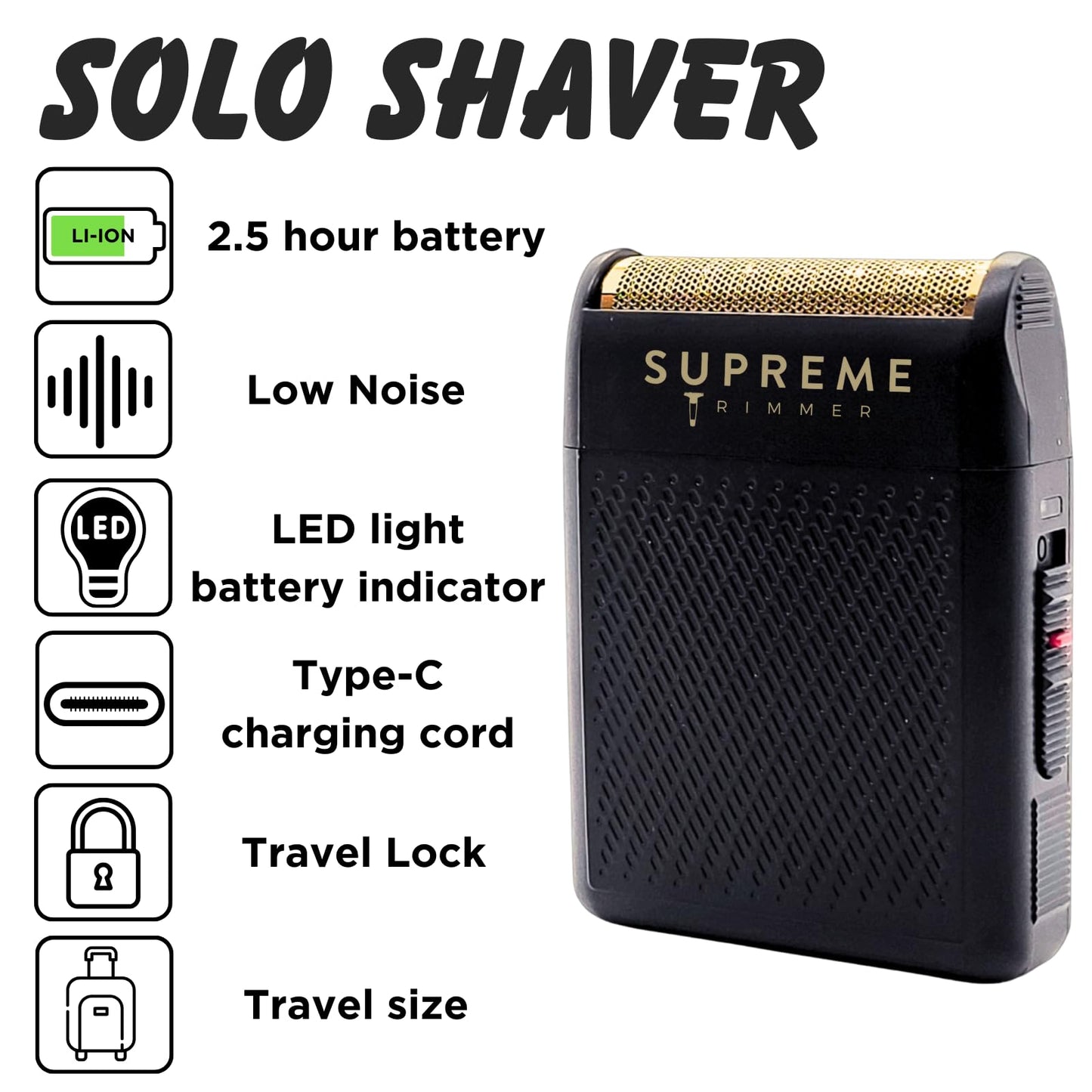 Supreme Trimmer Solo Single Foil Shaver for Pocket | 150 Min Runtime Cordless use, Powerful USB-C Mini Travel Razor for Professional & Home use | STF101