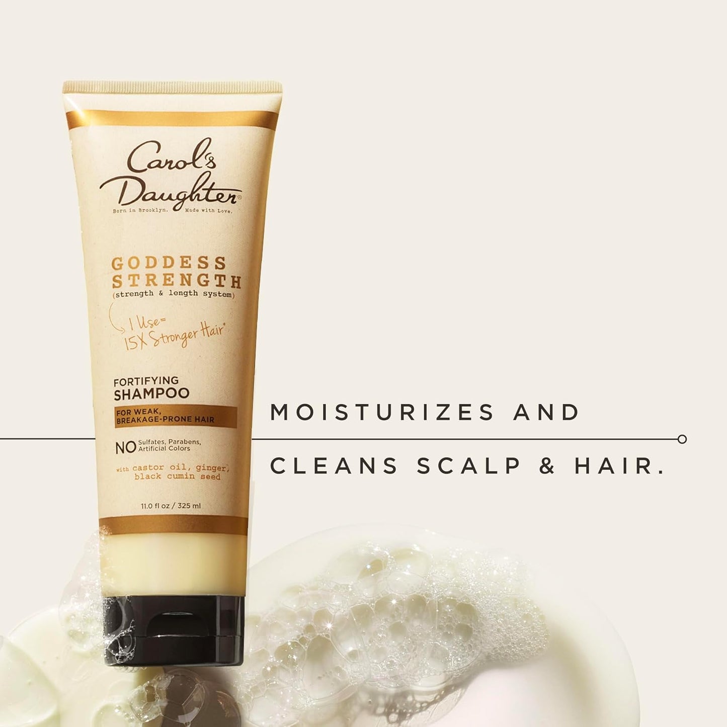 Goddess Strength Fortifying Shampoo - Sulfate-Free Castor Oil Formula for Wavy, Curly & Coily Hair | 11 Fl Oz