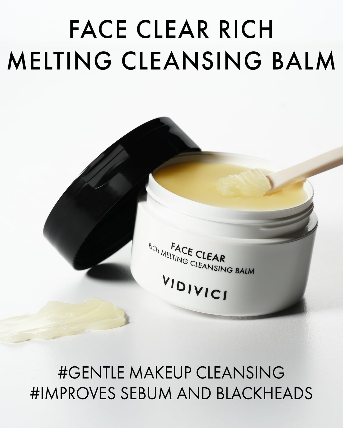 VIDIVICI Face Clear Rich Melting Cleansing Balm - Korean Makeup Remover - Gentle Face Wash, Pore are, Sebum & Blackhead Care - Balm to Oil Formula, 3.38oz.