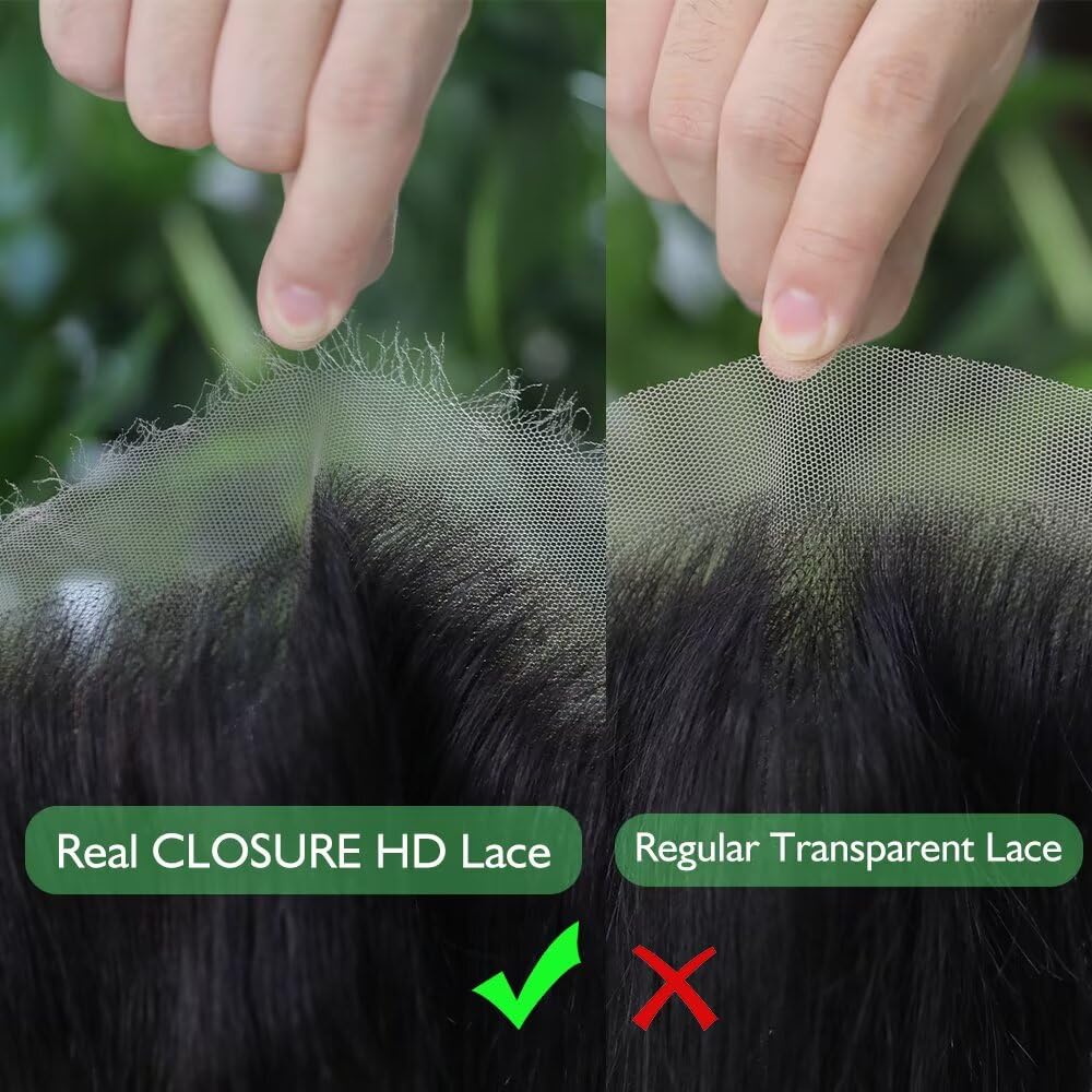 LEISWISS 2x6 HD Lace Closure Body Wave With Raw Human Hair HD Lace 0.10 mm Invisible Ultra-Thin HD Lace Single Knot Pre-Plucked Brazilian Raw Human Hair Nature Black 16 Inch