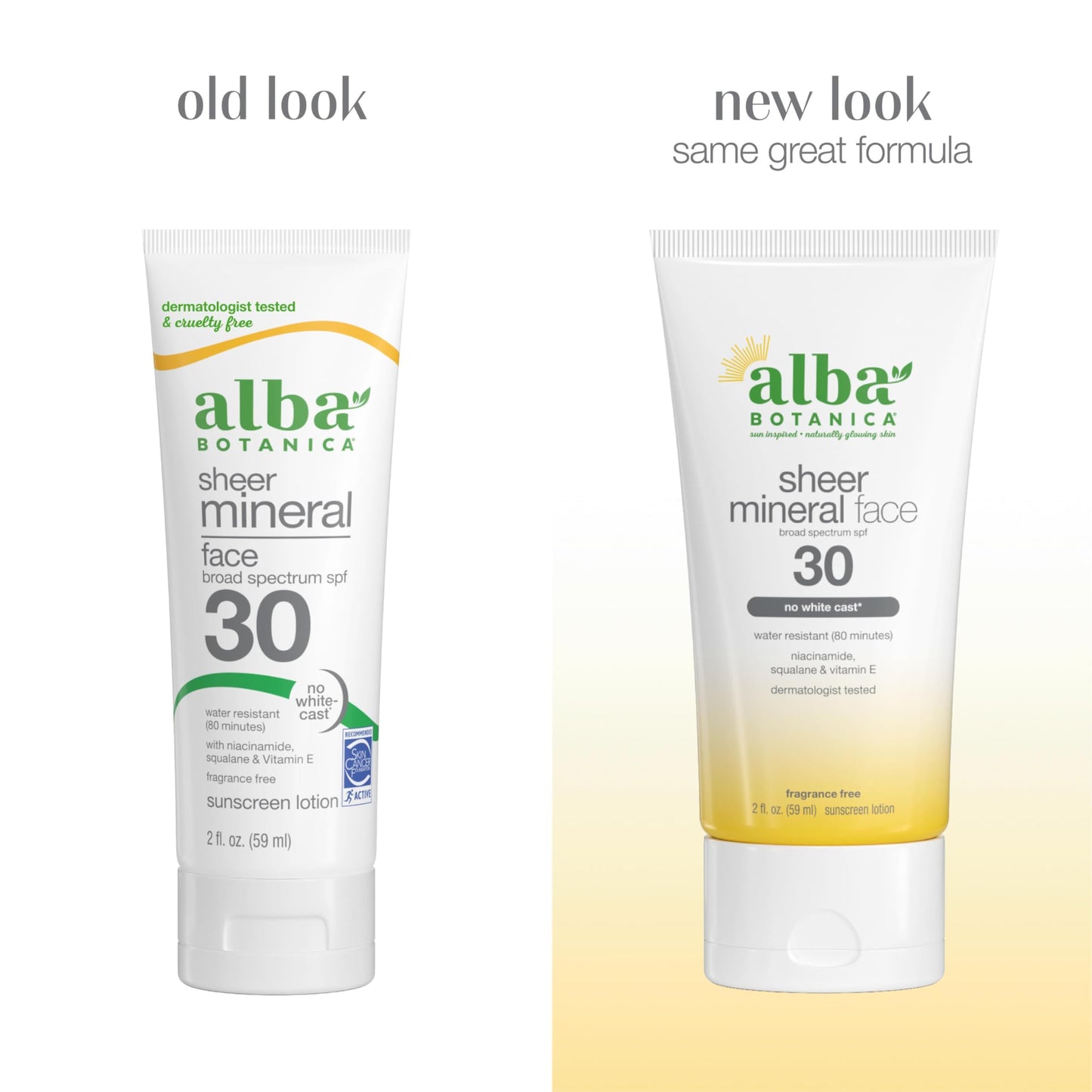 Alba Botanica Sunscreen for Face, Fragrance-Free Sheer Mineral Face Sunscreen Lotion, Broad Spectrum SPF 30, Water Resistant and Biodegradable, 2 fl. oz. Bottle (Packaging May Vary)