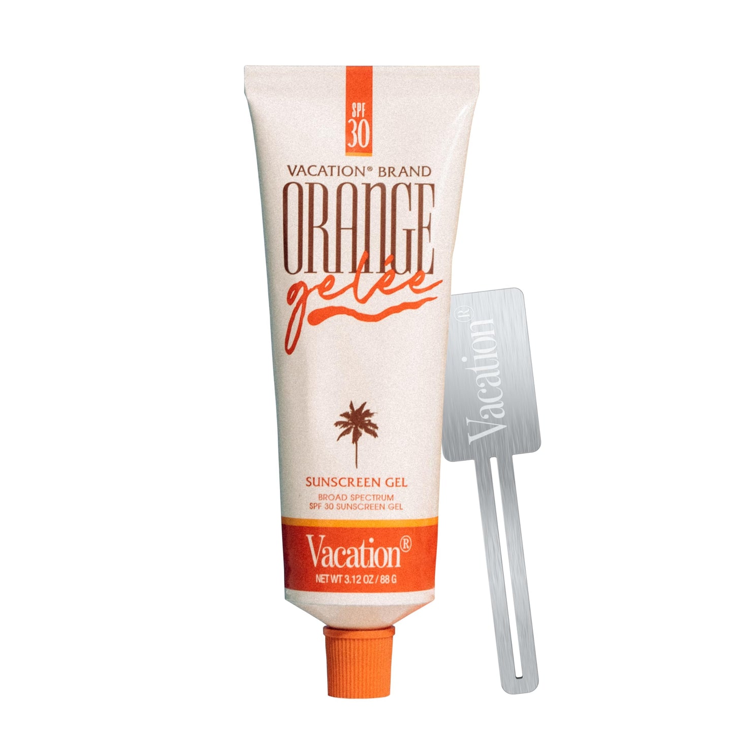 Vacation Orange Gelée SPF 30 Sunscreen Gel and Tube Key Bundle, 3.12 Fluid Ounces - Hydrating Balm-to-Oil Tanning Gel, Transparent, Water-Resistant, Travel Size