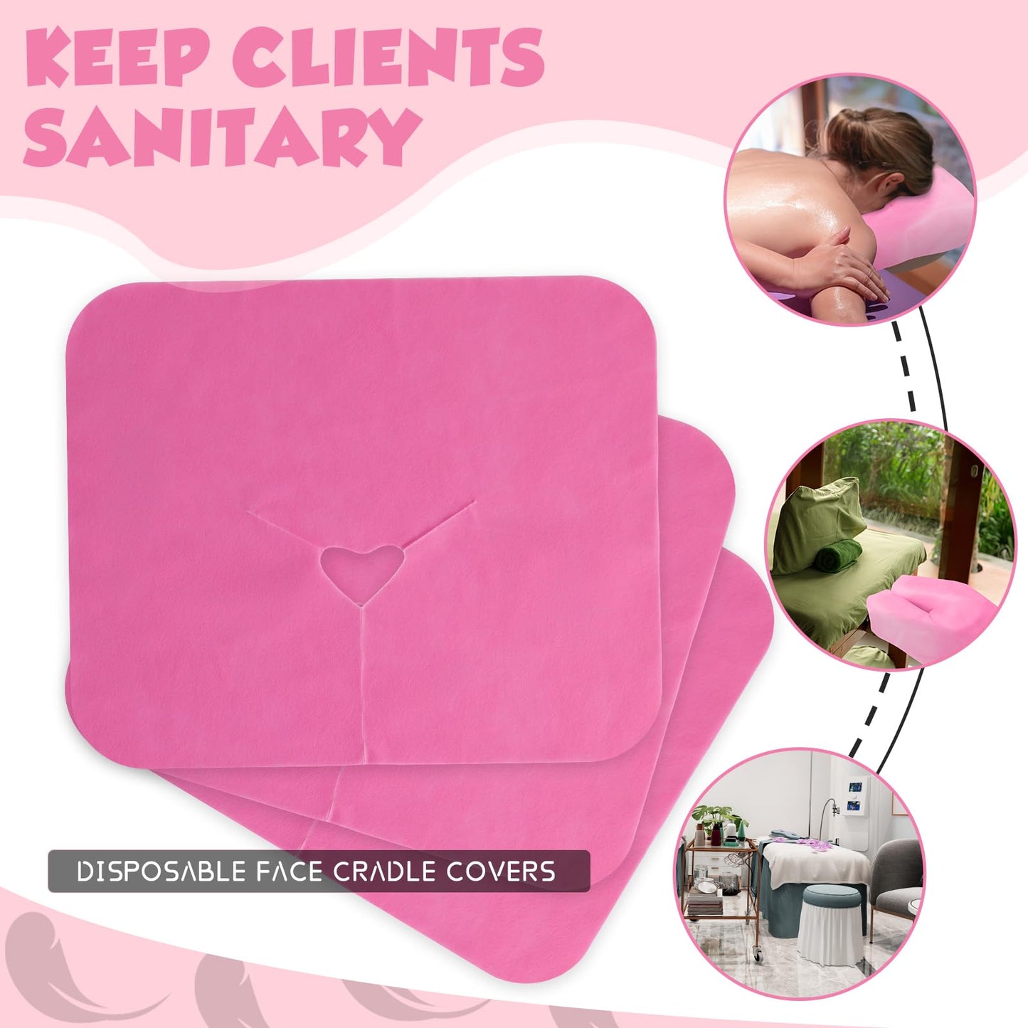 200 Pieces Disposable Face Cradle Covers Massage Headrest Covers for Massage Tables and Massage Chairs Beauty Spa Salon Bed, 11.8 x 15.7 Inches (Pink)