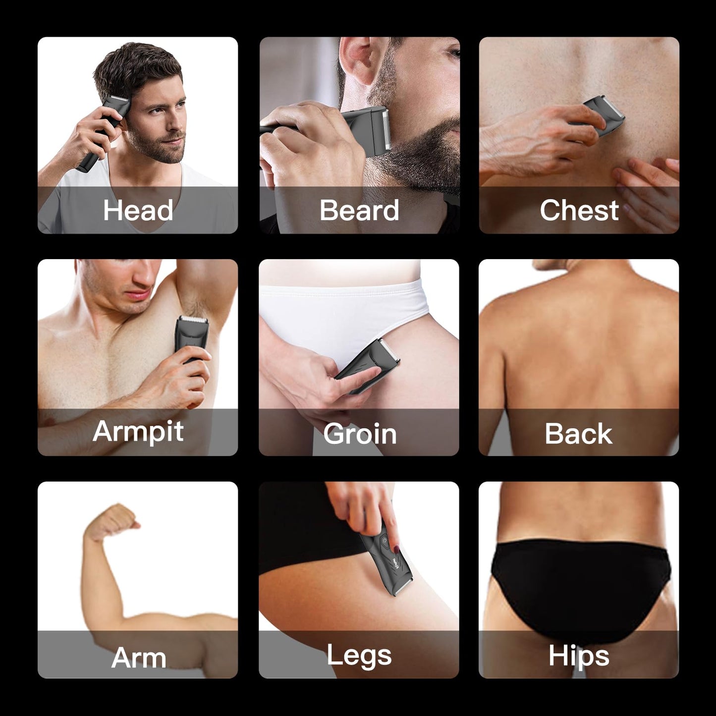 ENSSU 2-in 1 Body Hair Trimmers for Men, Pubic Groin Hair Trimmer for Men