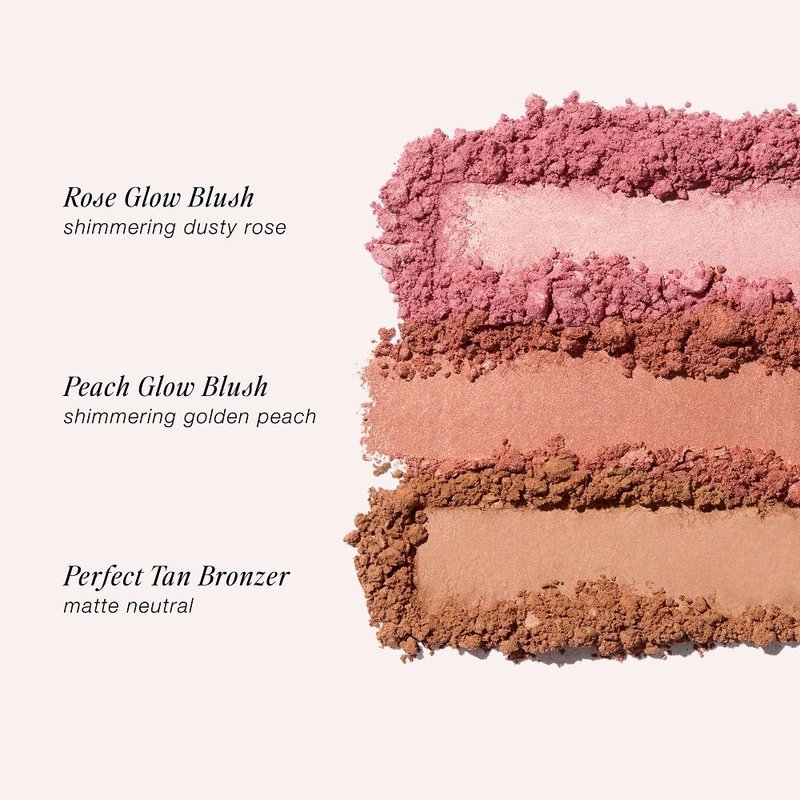 Jouer Prêt-à-Porter Blush & Bronzer Palette - 2 Luminous Blushes + 1 Matte Bronzer, Travel-Friendly with Mirror, Talc-Free Formula, 0.42oz