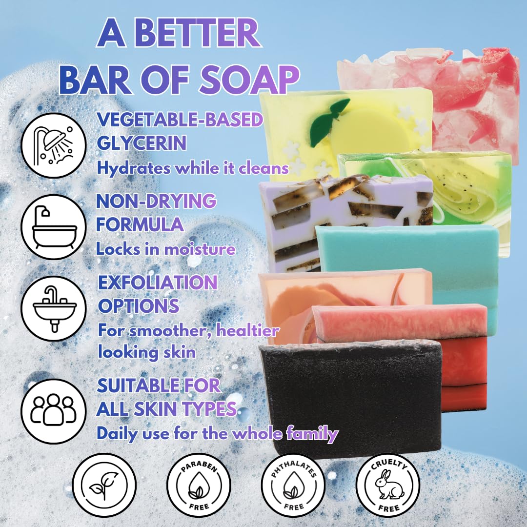 Primal Elements Bars with Benefits Soap Set for Face & Body, Moisturizing Glycerin Soap (Pack of 8), 100 Gram Size